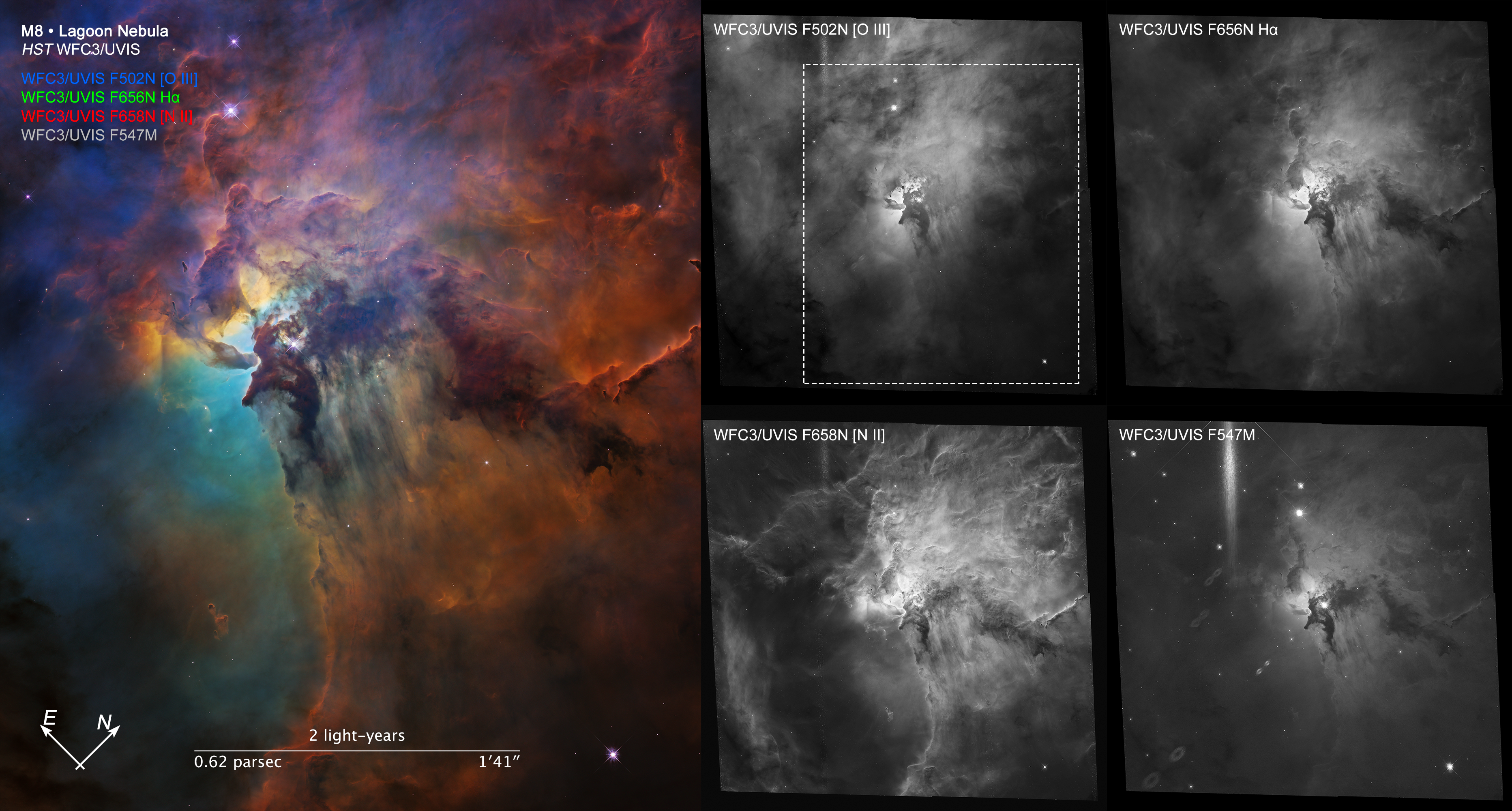Compass Image for Lagoon Nebula (Visible) - NASA Science